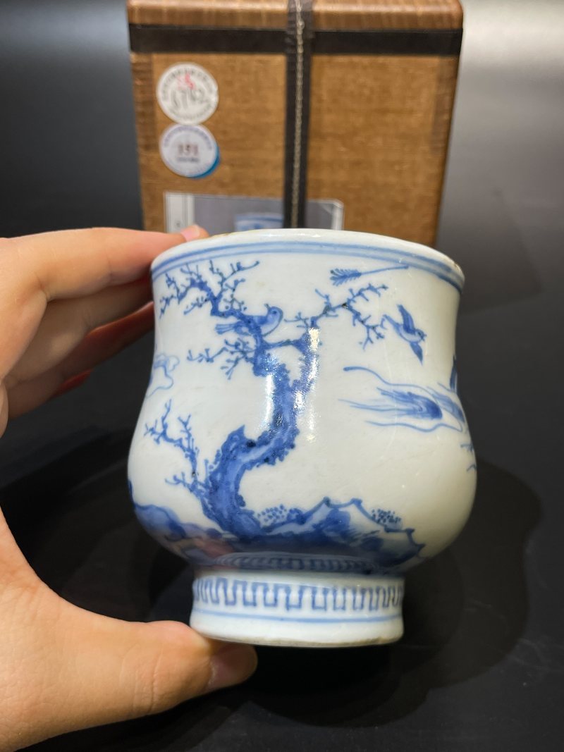 明晚期 青花射猎图觯式琴炉 - 图6