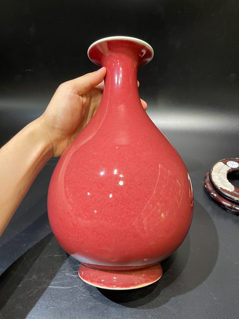 清道光 宝石红釉玉壶春瓶 - 图3