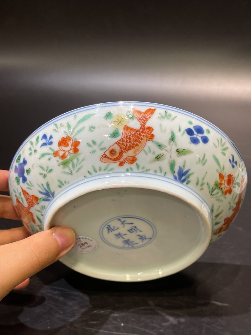 清康熙 青花五彩鱼藻纹盘一对 - 图25