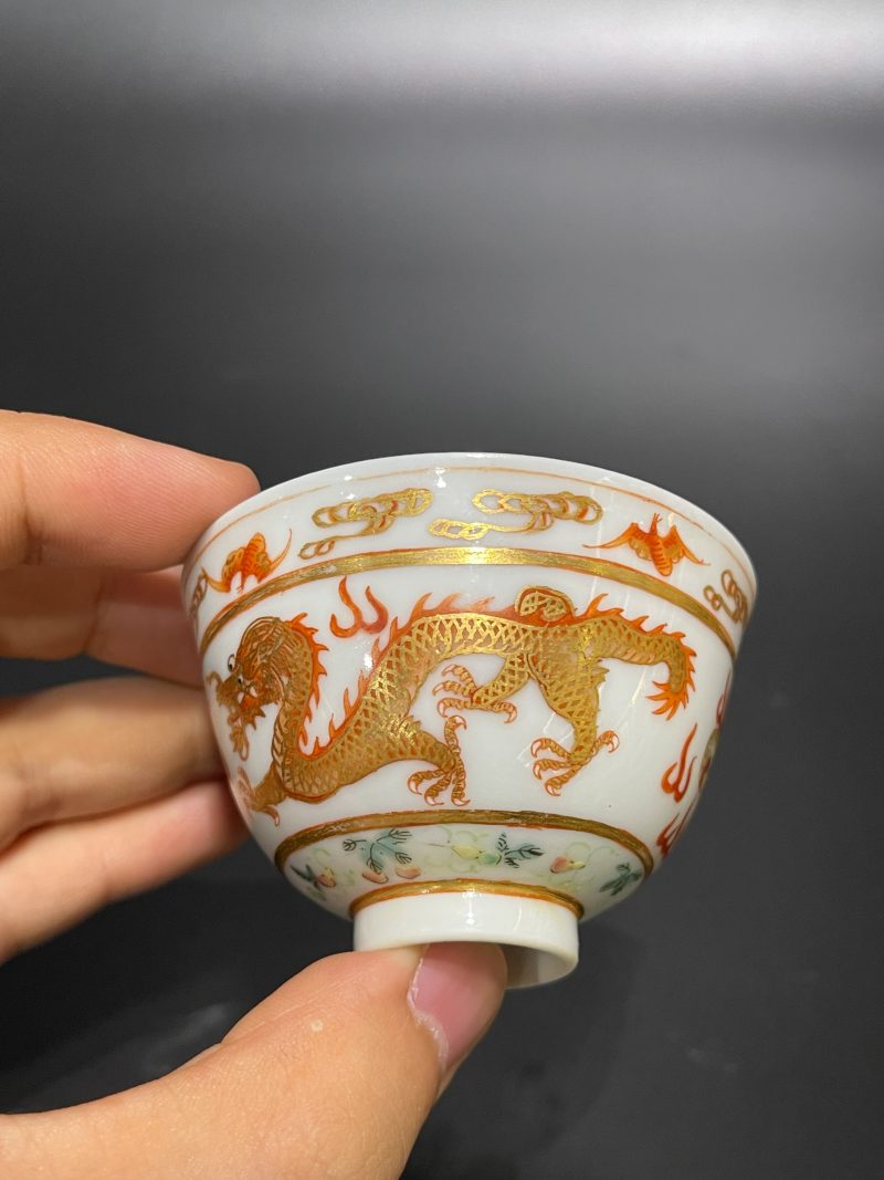 清光绪 粉彩描金双龙赶珠纹杯 - 图4