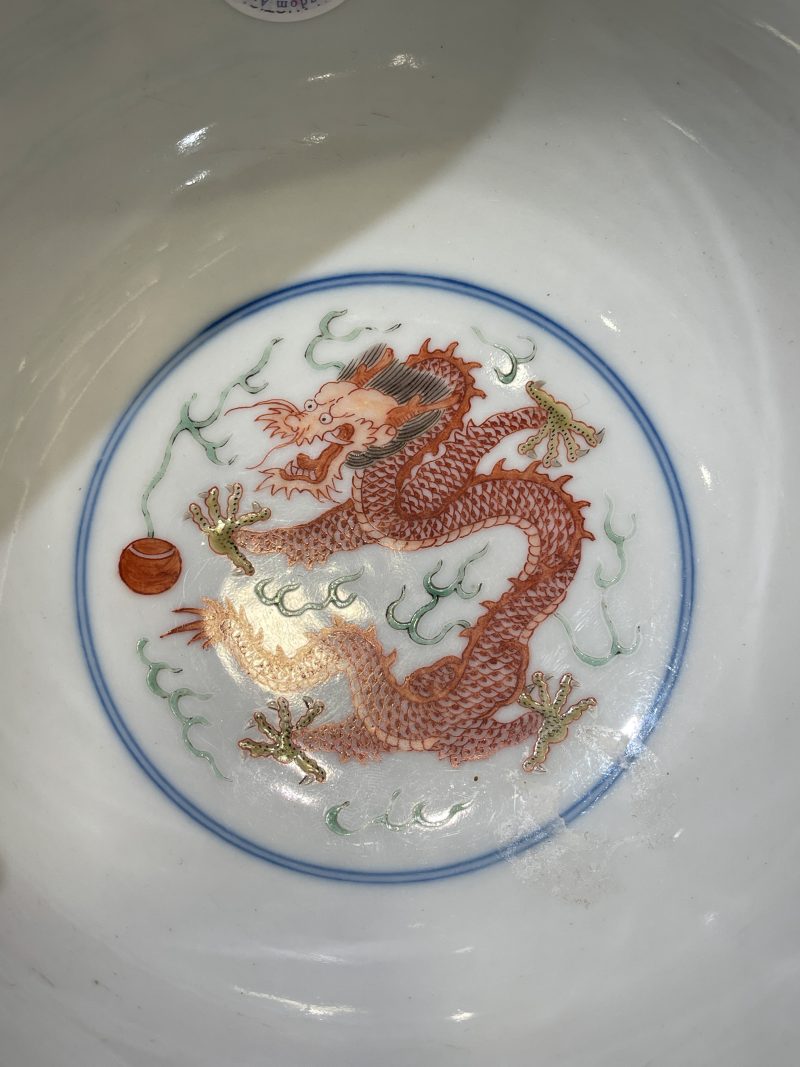 清光绪 青花五彩龙凤纹碗一对 - 图20