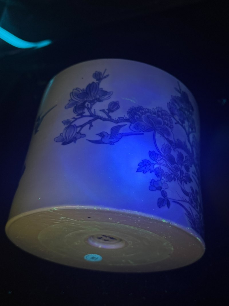 清康熙 青花雉鸡牡丹纹笔筒 - 图15