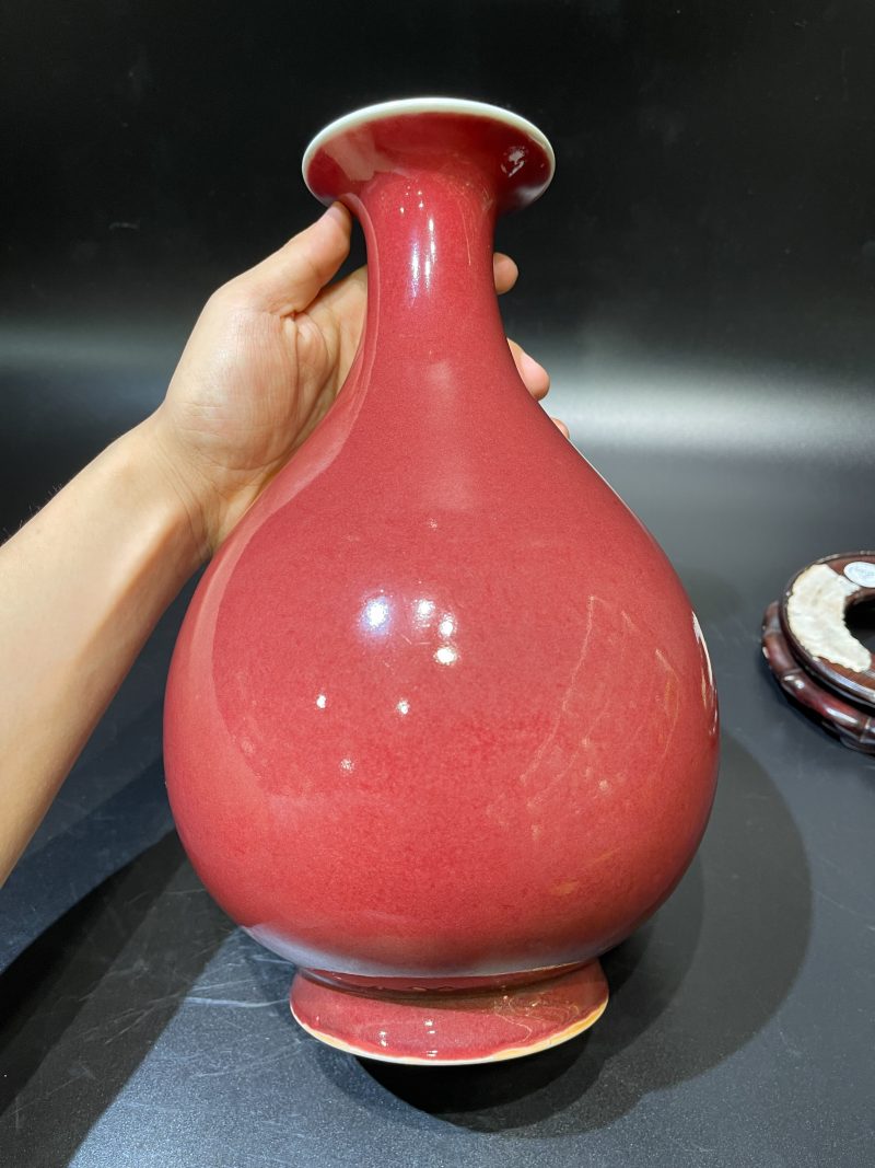 清道光 宝石红釉玉壶春瓶 - 图4