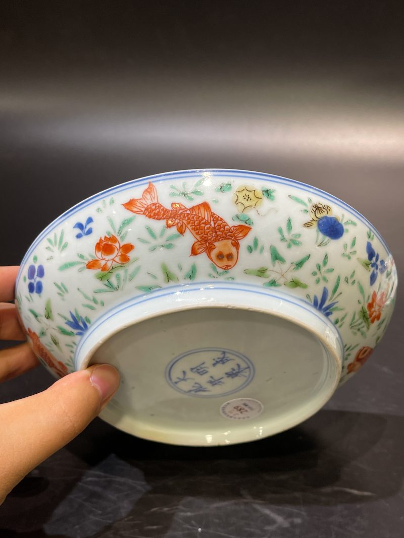清康熙 青花五彩鱼藻纹盘一对 - 图26