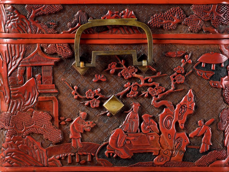 明 “黄成造”款剔红郭子仪祝寿图箱 - 图4