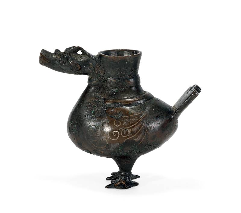 Lot959 明 铜嵌银天鸡尊