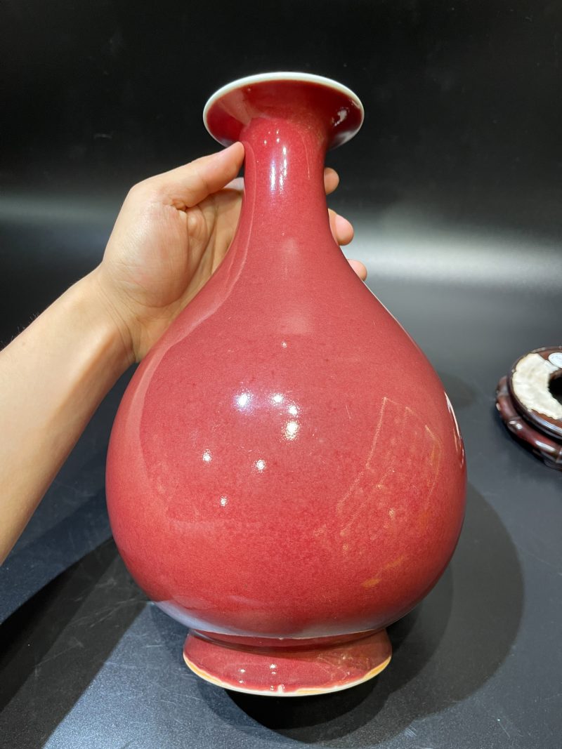 清道光 宝石红釉玉壶春瓶 - 图5