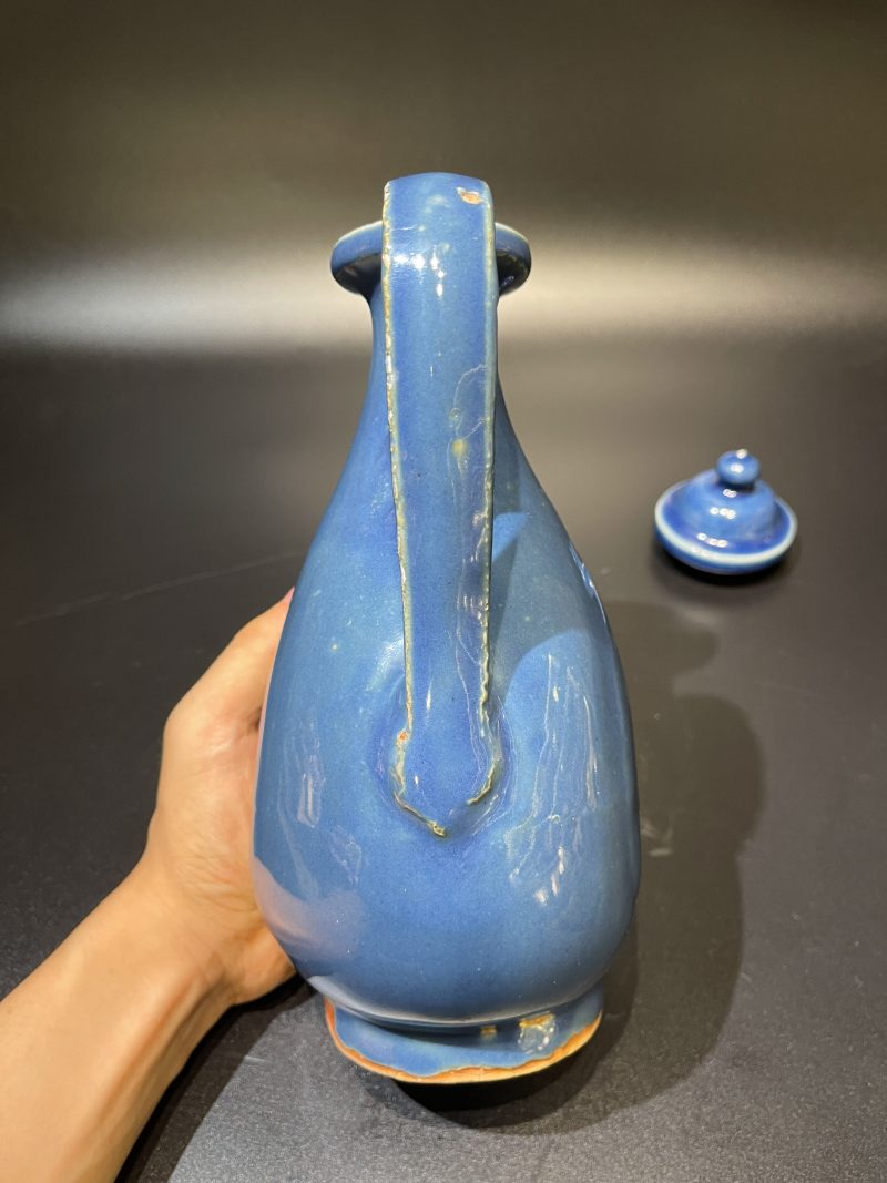 明 霁蓝釉龙首流执壶（带原盖） - 图7