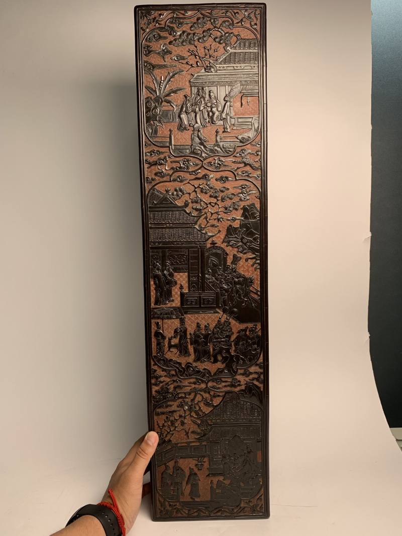 明早期 金黄地剔黑郭子仪祝寿长方盒 - 图3