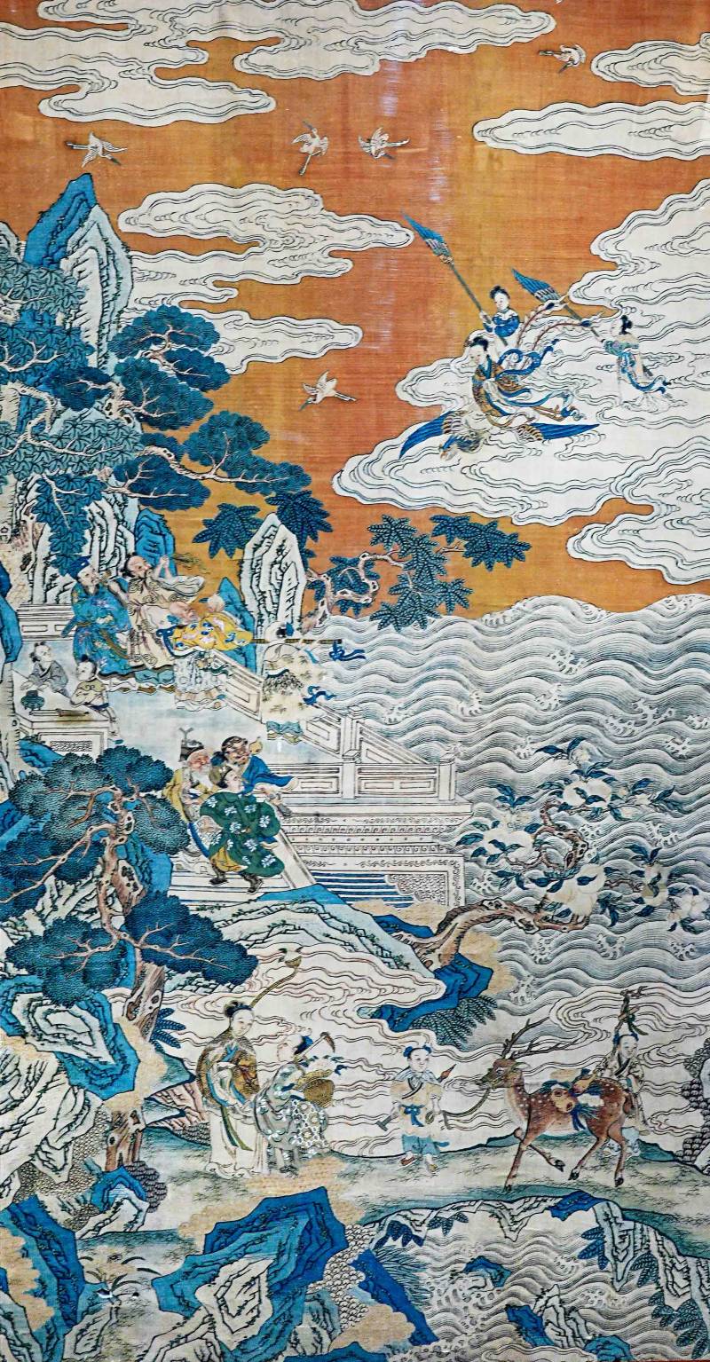 清乾隆 缂丝群仙祝寿图挂屏