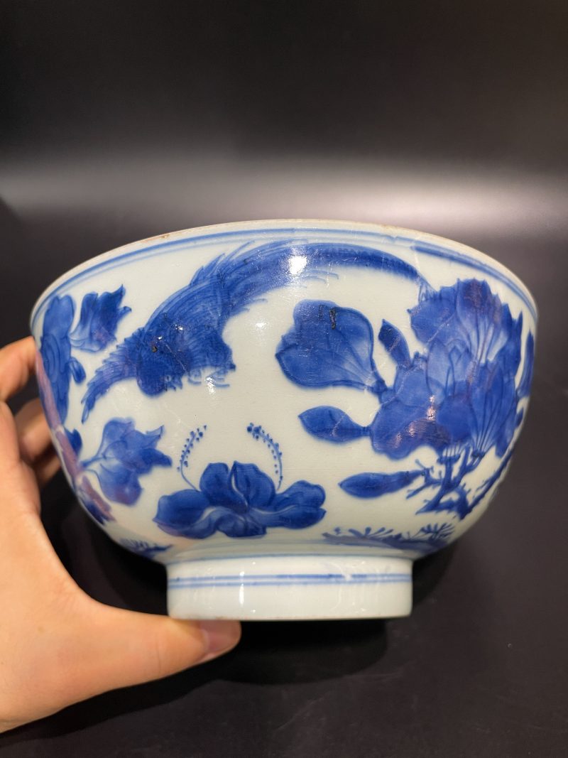 清康熙 青花锦鸡牡丹纹大碗 - 图10