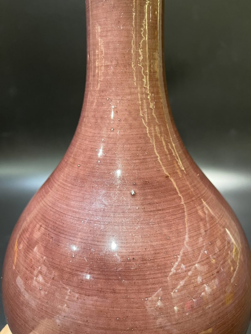 清道光 茄皮紫釉橄榄瓶 - 图7
