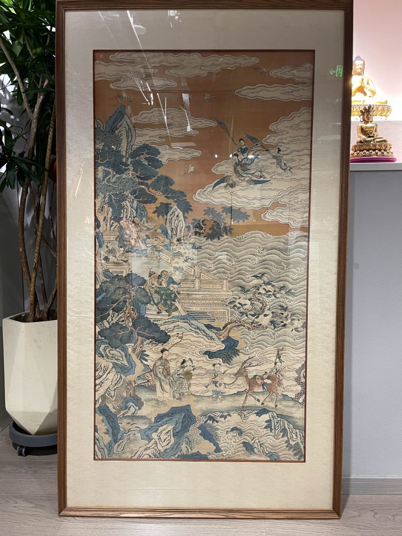 清乾隆 缂丝群仙祝寿图挂屏 - 图2