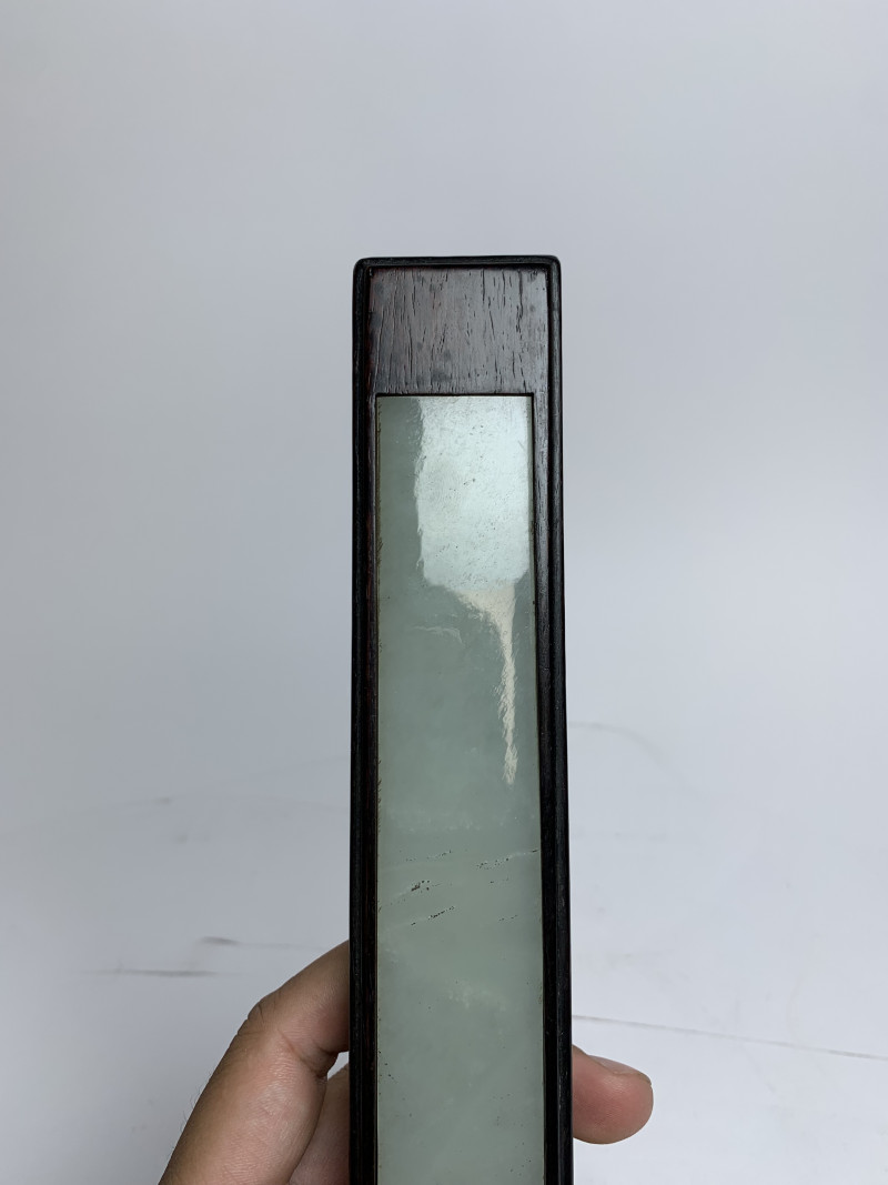 清早期 紫檀嵌玉镇尺 - 图3