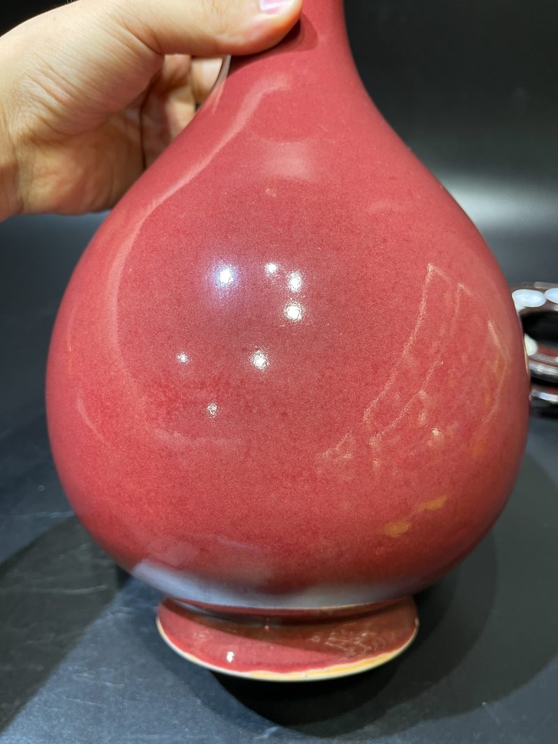 清道光 宝石红釉玉壶春瓶 - 图7