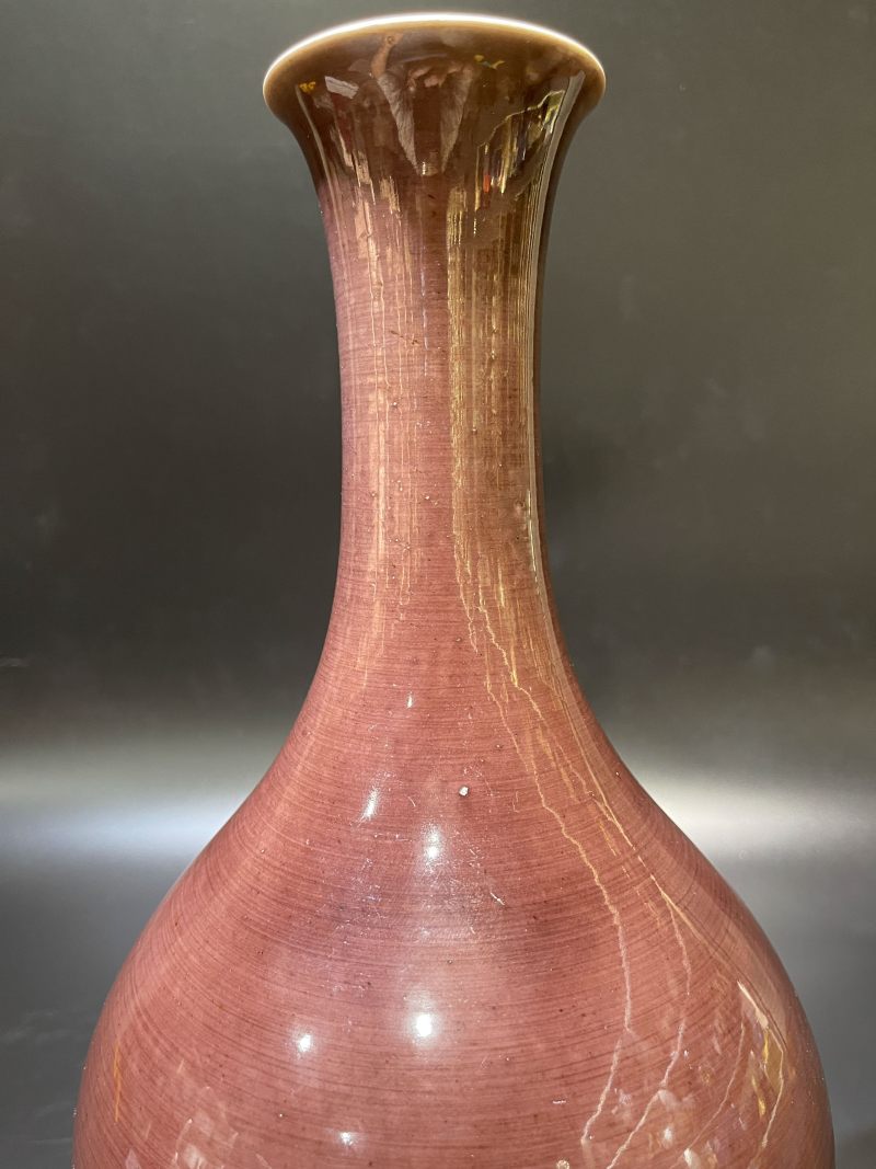 清道光 茄皮紫釉橄榄瓶 - 图8