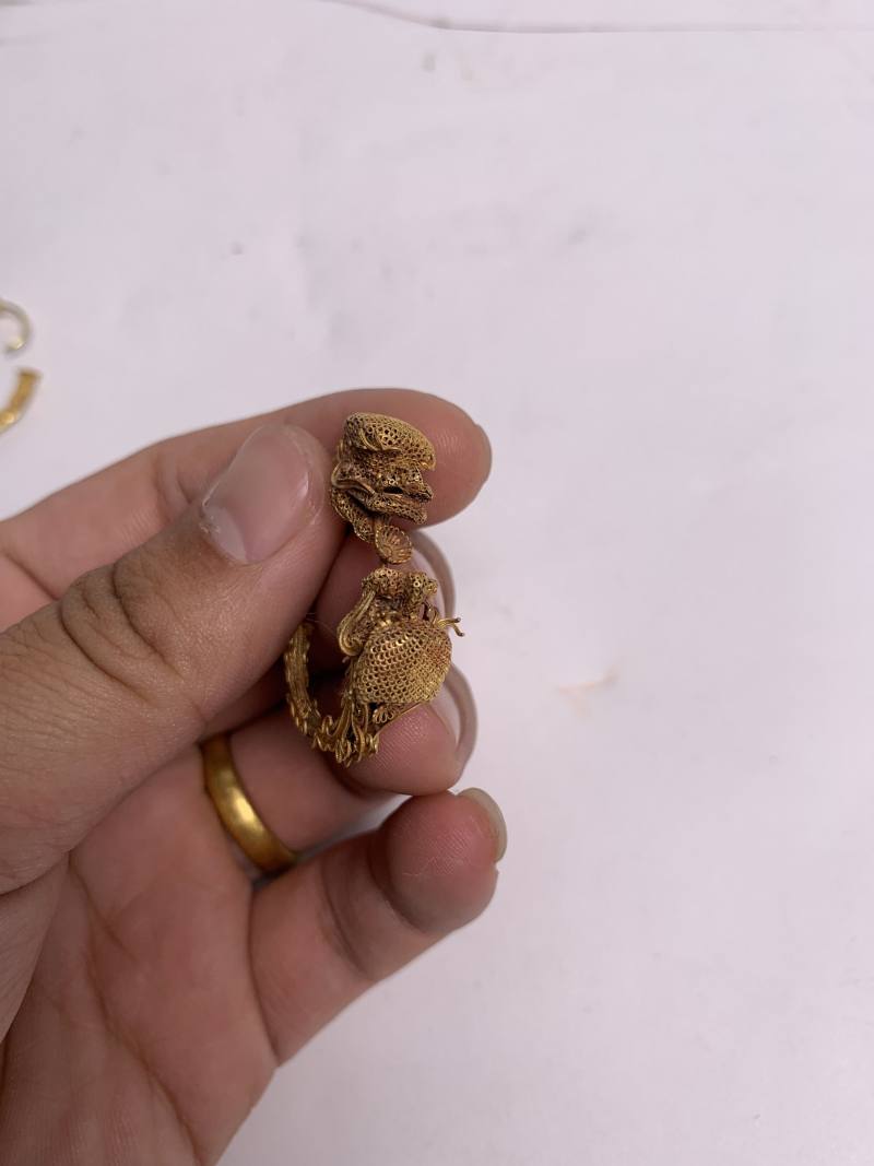 清 金纍丝龙型耳环一对 - 图4