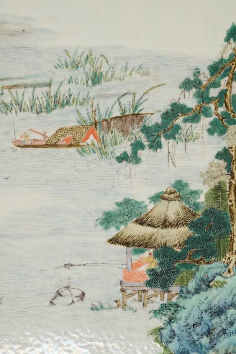 Lot860 清乾隆 粉彩山水纹瓷板一对 - 图5