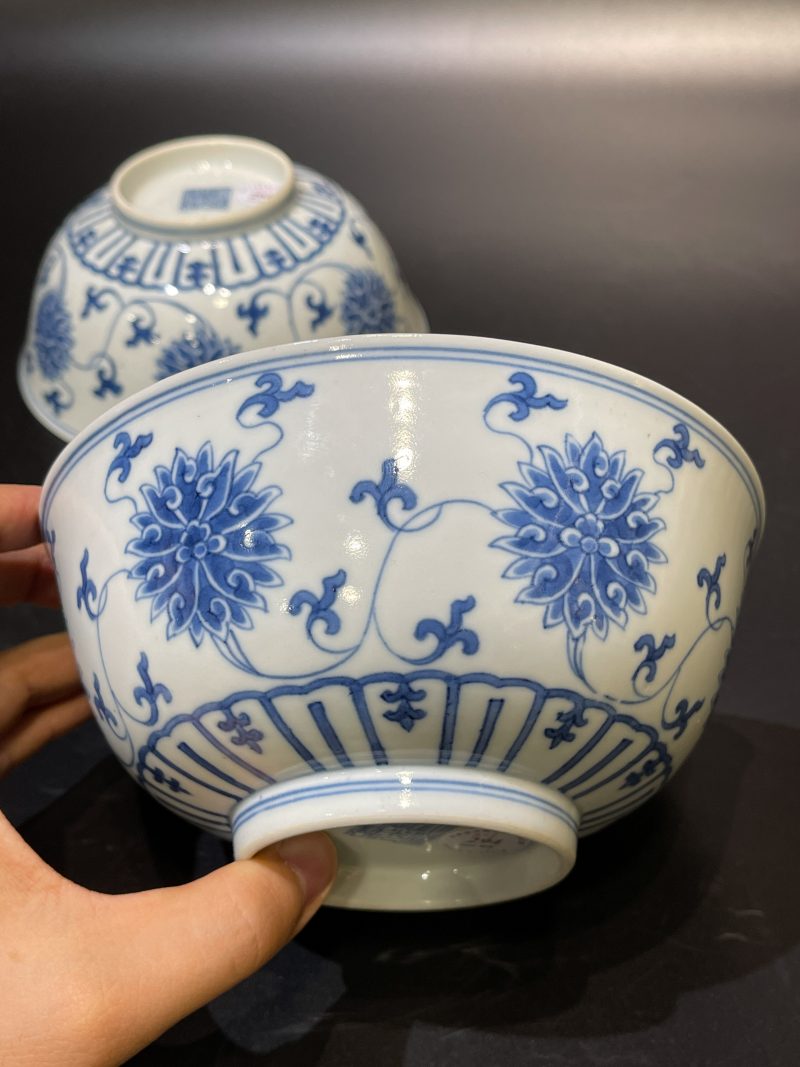 清道光 青花缠枝莲纹碗一对 - 图14