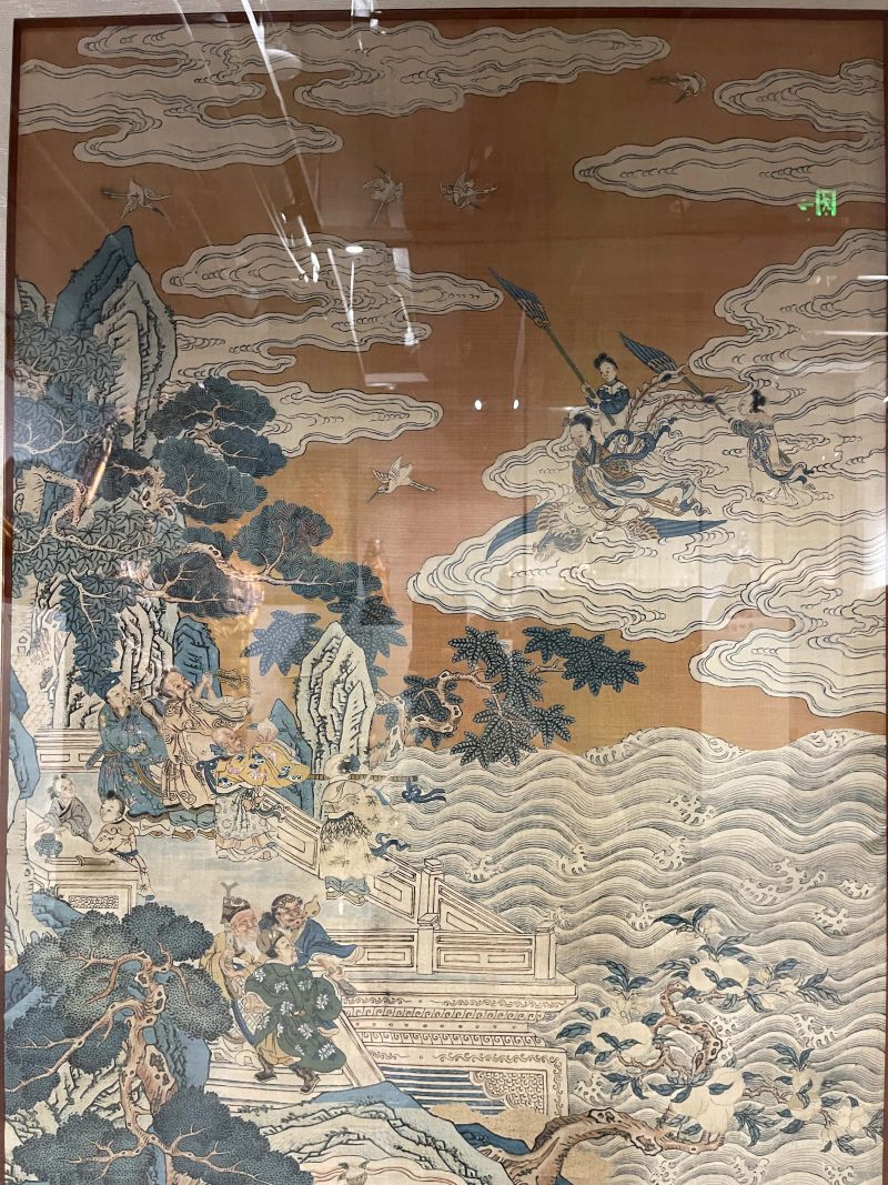 清乾隆 缂丝群仙祝寿图挂屏 - 图3