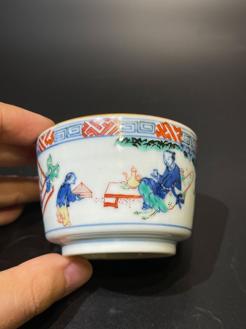 明末清初 青花五彩高士图琴炉 - 图3