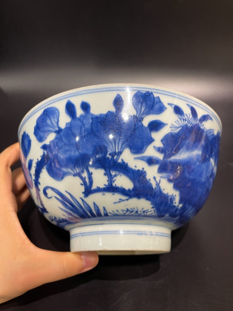 清康熙 青花锦鸡牡丹纹大碗 - 图12