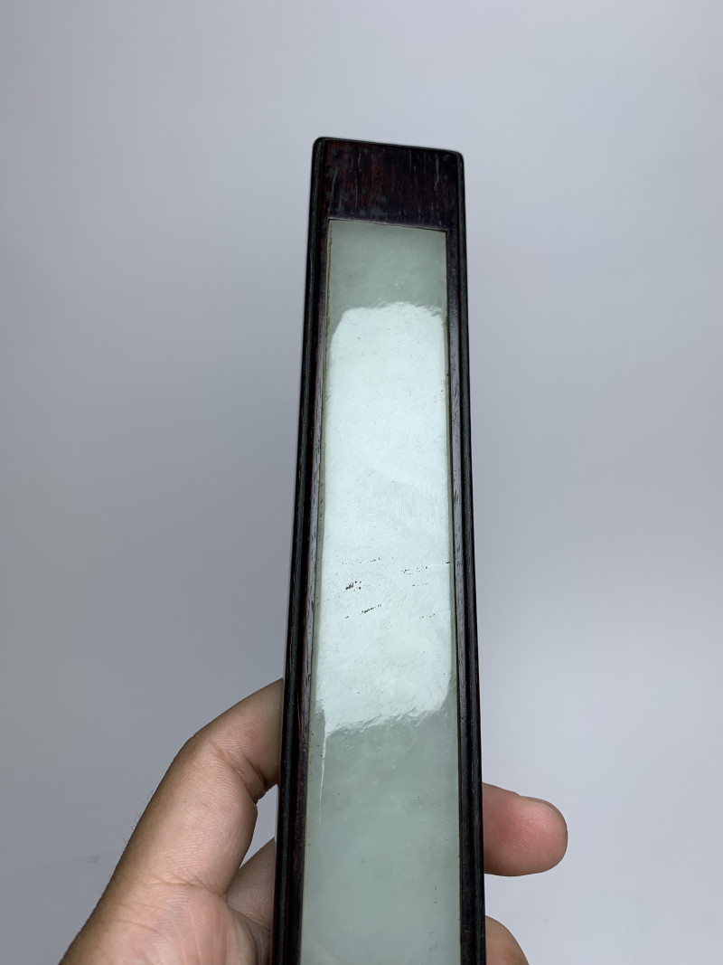 清早期 紫檀嵌玉镇尺 - 图4