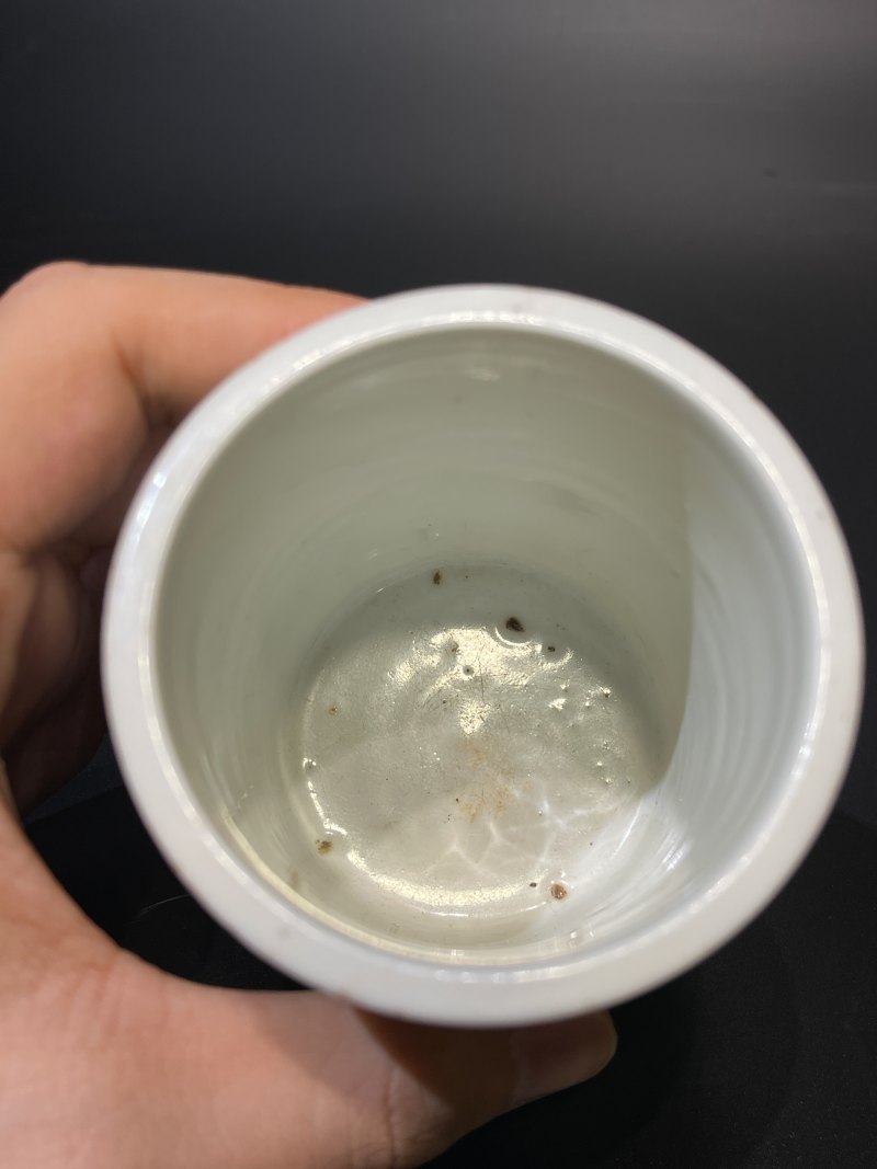 清乾隆 唐英 墨彩踏雪寻梅笔筒 - 图11