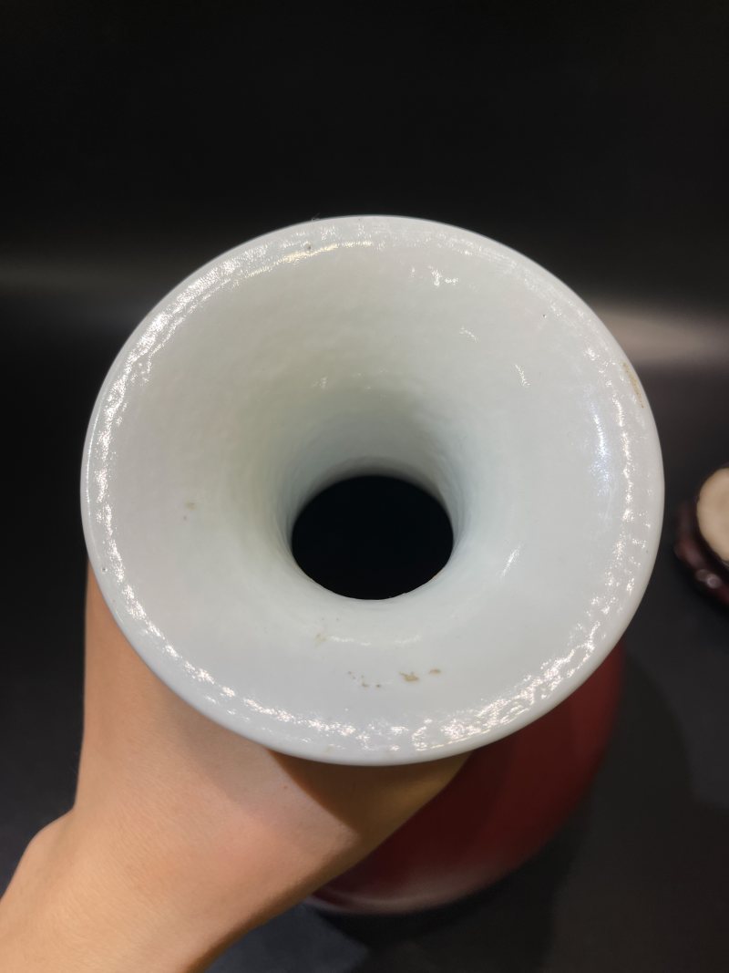 清道光 宝石红釉玉壶春瓶 - 图8
