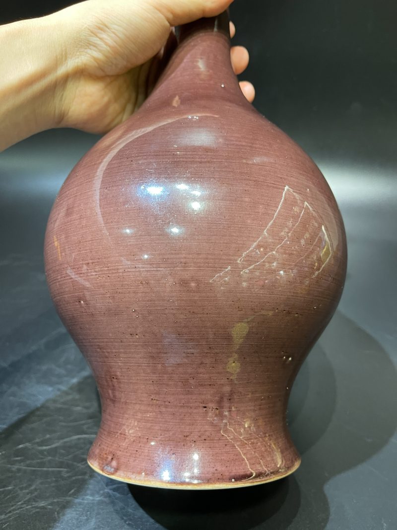 清道光 茄皮紫釉橄榄瓶 - 图9