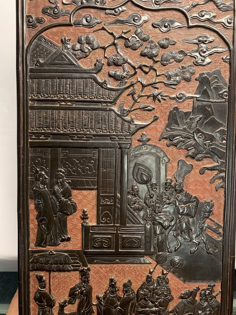 明早期 金黄地剔黑郭子仪祝寿长方盒 - 图6