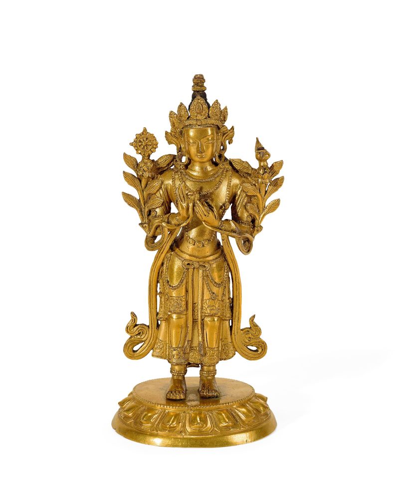 Lot913 清乾隆 铜鎏金弥勒菩萨