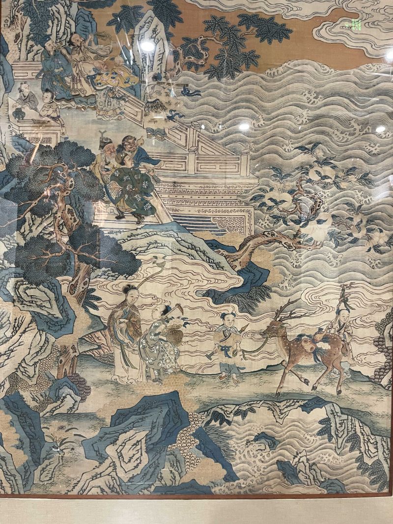 清乾隆 缂丝群仙祝寿图挂屏 - 图4