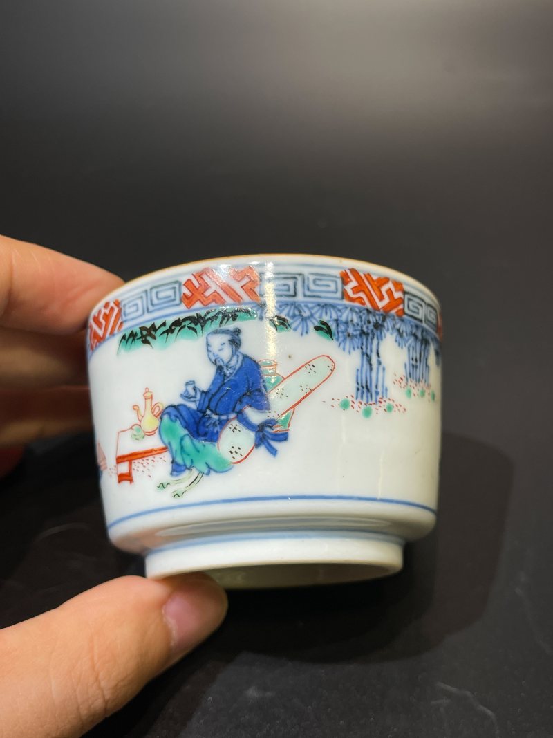 明末清初 青花五彩高士图琴炉 - 图4