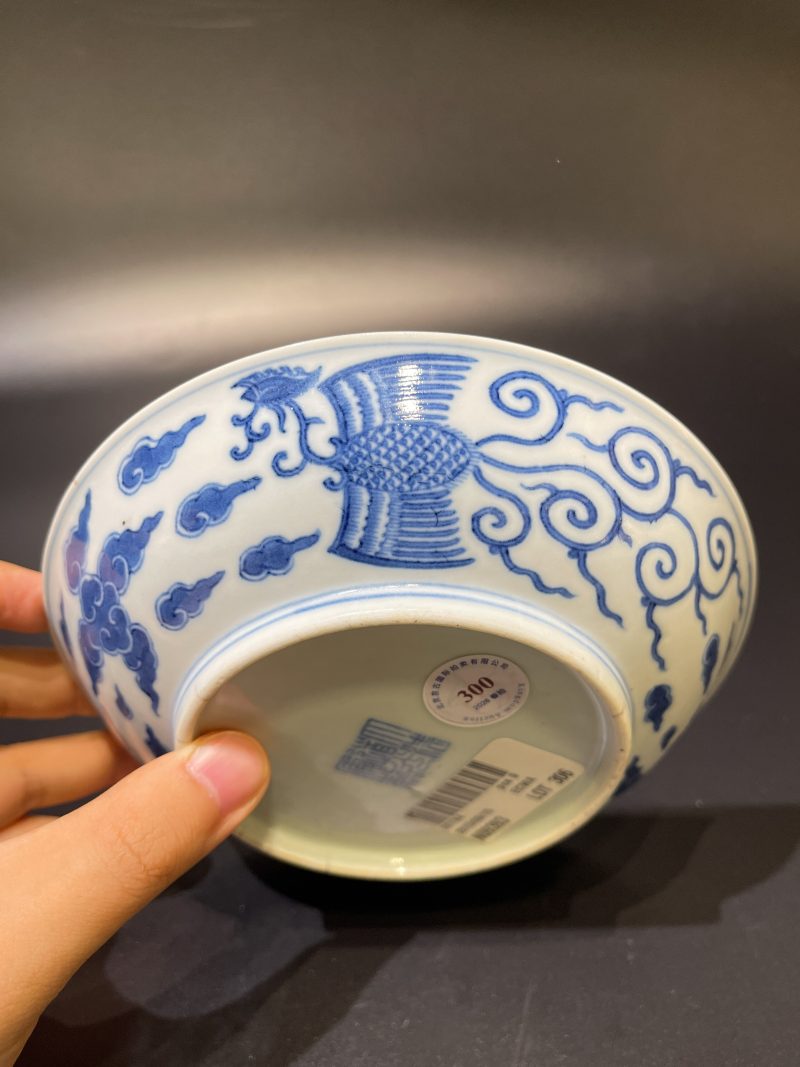 清道光 青花对头凤纹盘 - 图5