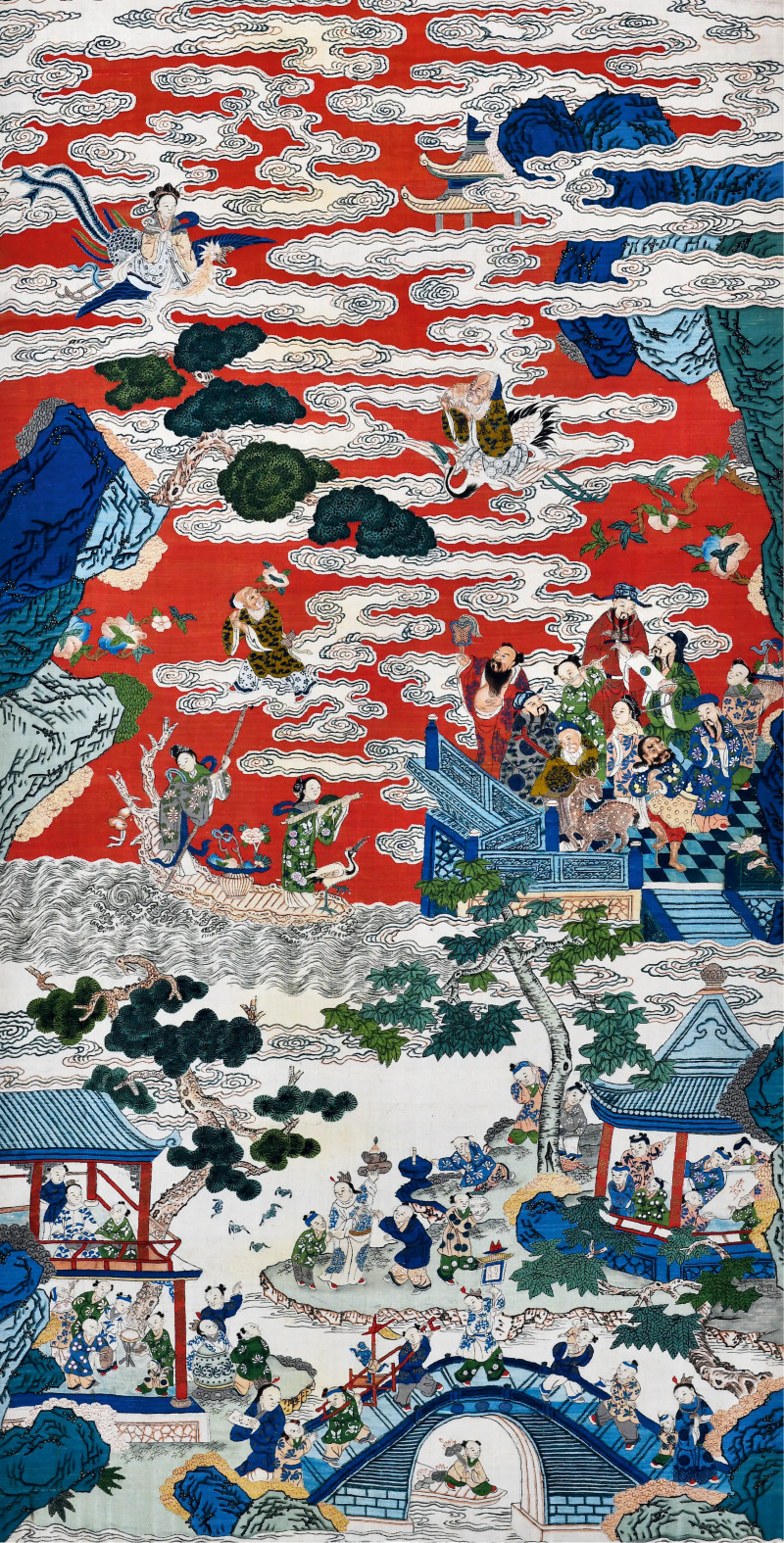 清嘉庆 缂丝群仙祝寿图轴