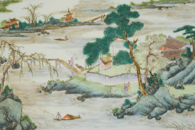 Lot860 清乾隆 粉彩山水纹瓷板一对 - 图7