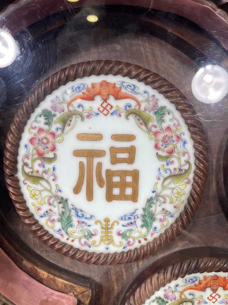 清中期 洋彩福禄寿喜报三元挂屏 - 图3