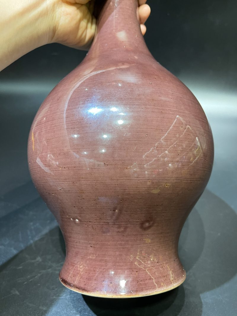 清道光 茄皮紫釉橄榄瓶 - 图10