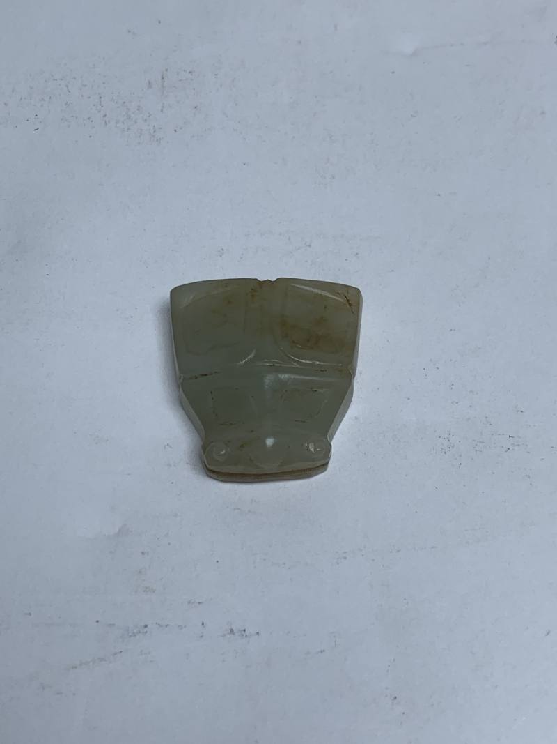 明 白玉兽面形珮 - 图2