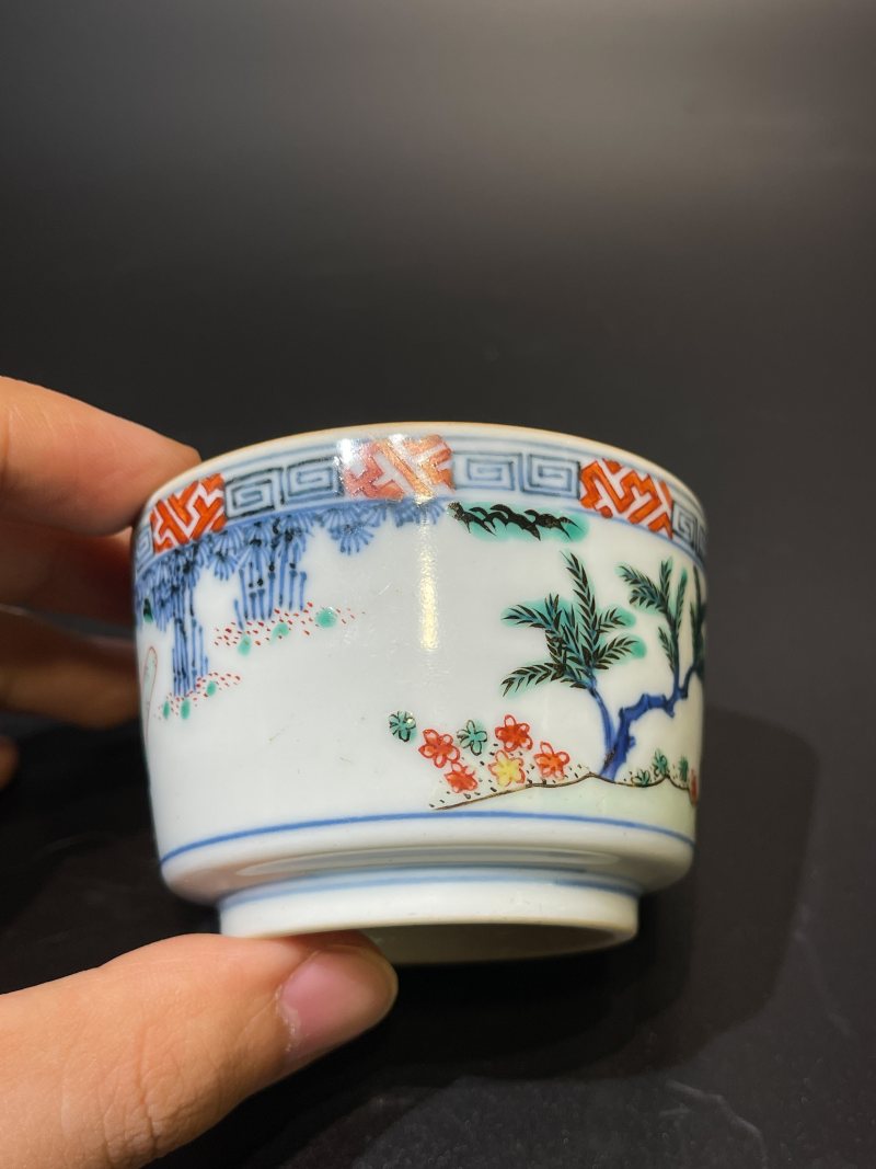 明末清初 青花五彩高士图琴炉 - 图5
