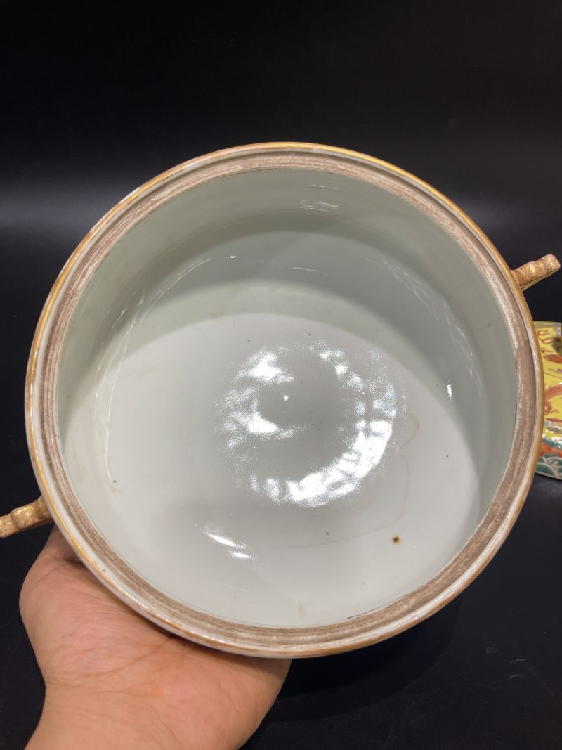 清光绪 黄地粉彩龙纹三足鼎式炉 - 图13