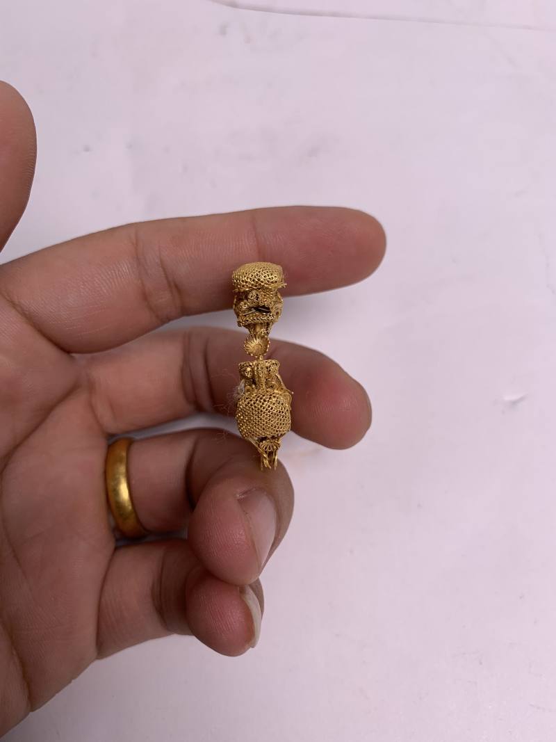 清 金纍丝龙型耳环一对 - 图7