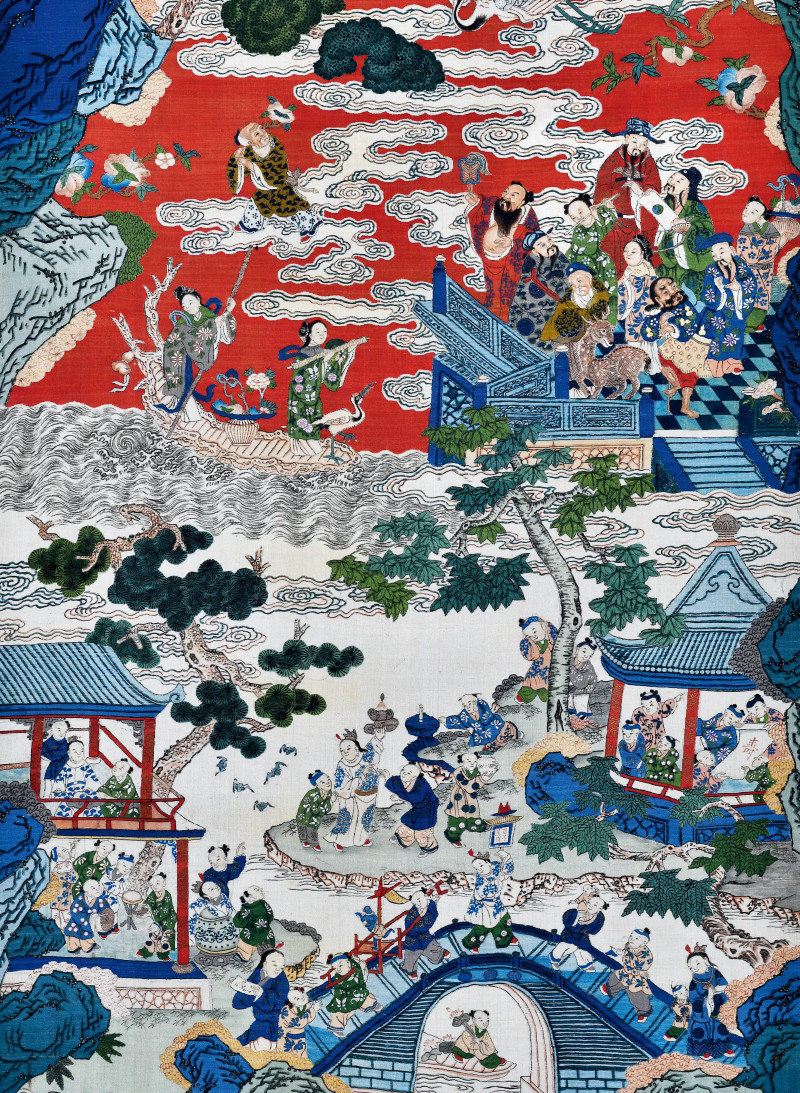 清嘉庆 缂丝群仙祝寿图轴 - 图2