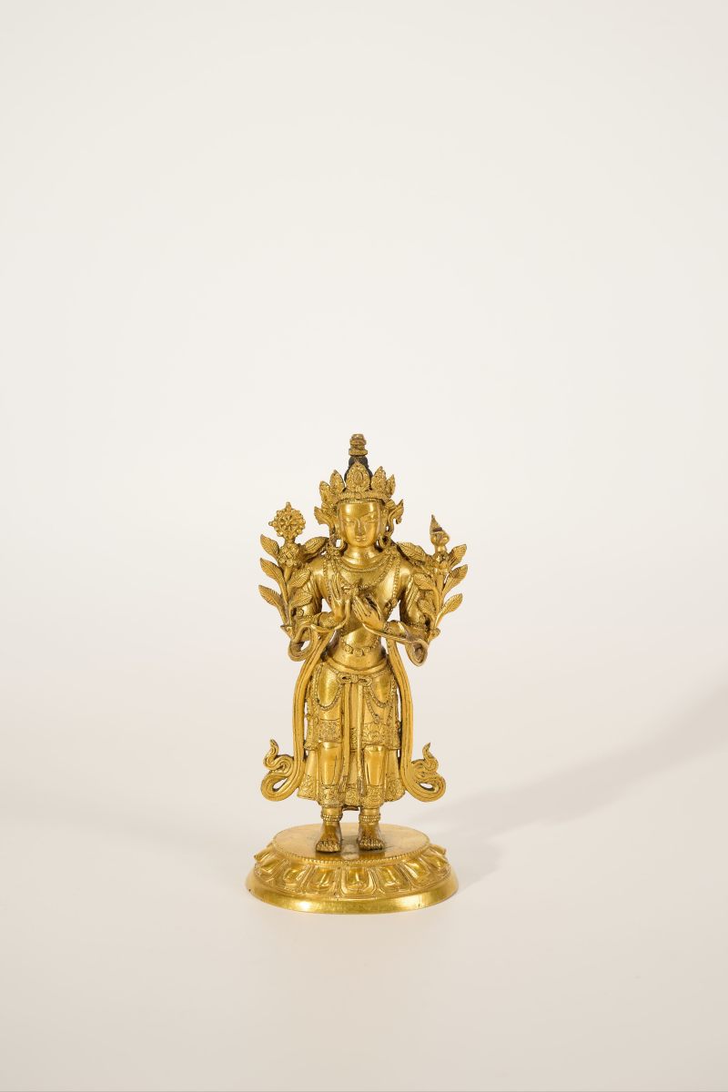 Lot913 清乾隆 铜鎏金弥勒菩萨 - 图2