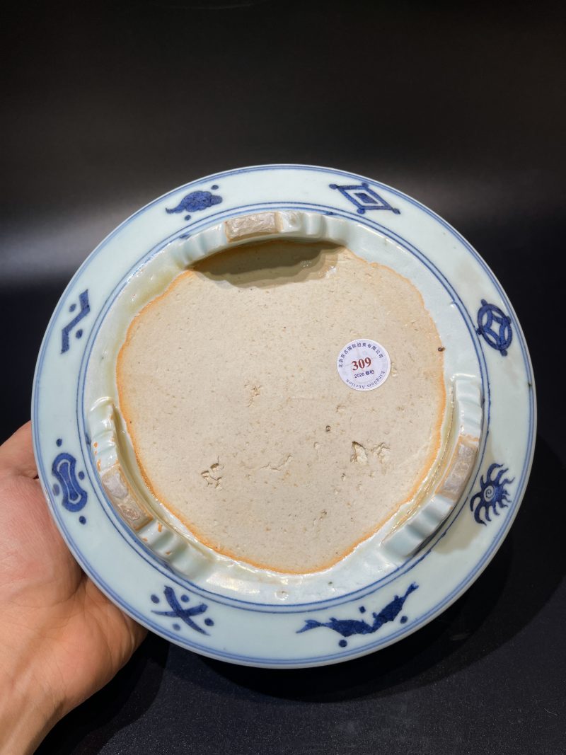 明隆庆 青花龙纹三足大洗 - 图12