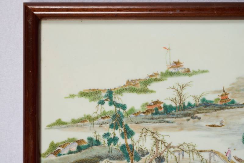 Lot860 清乾隆 粉彩山水纹瓷板一对 - 图8