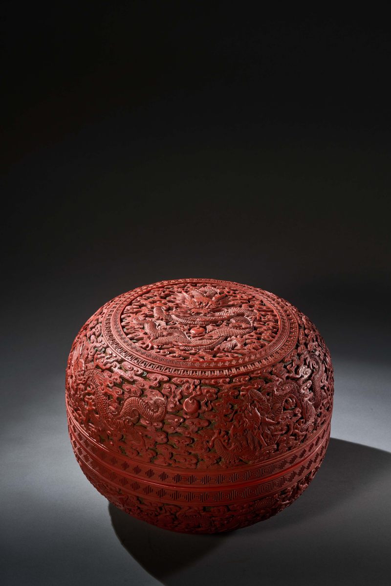 清乾隆 剔红龙纹小盖盒 - 图2