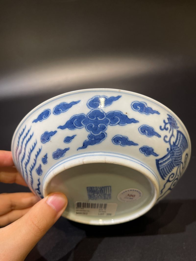 清道光 青花对头凤纹盘 - 图7