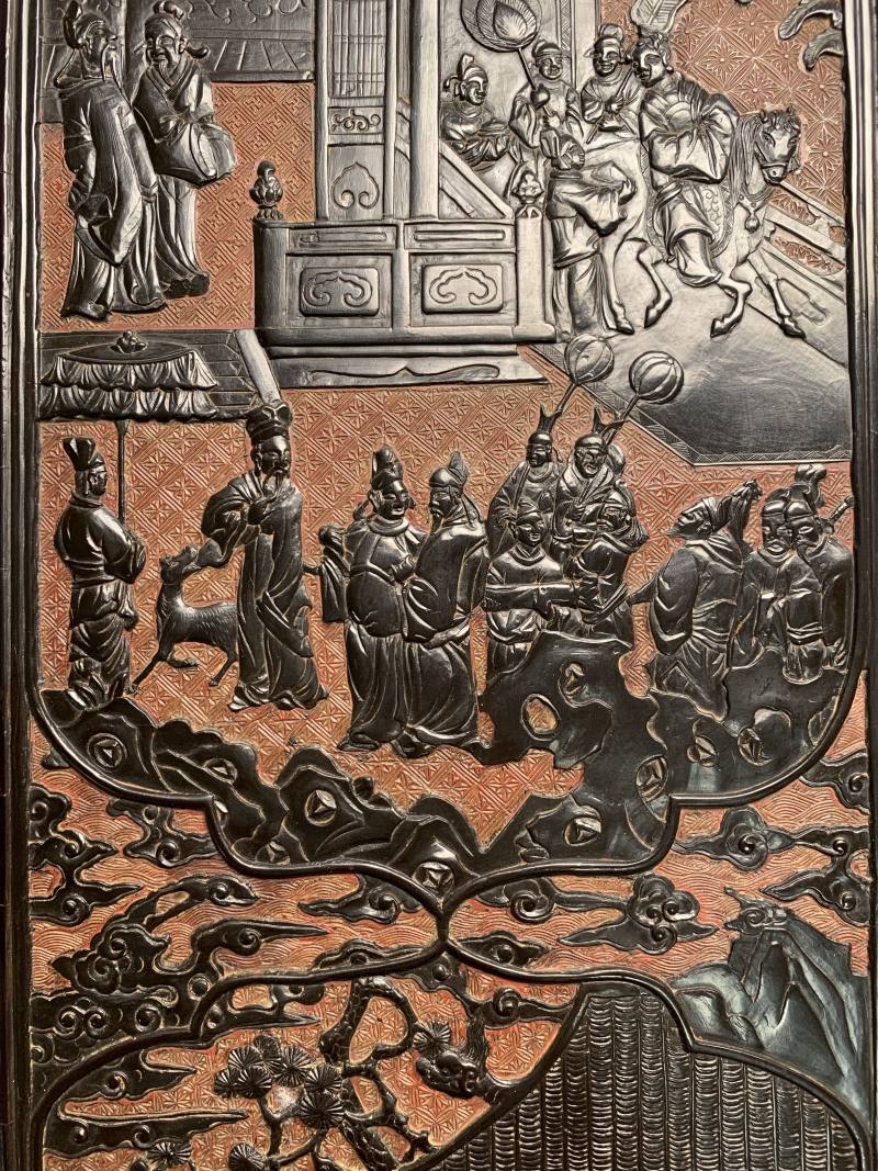 明早期 金黄地剔黑郭子仪祝寿长方盒 - 图8